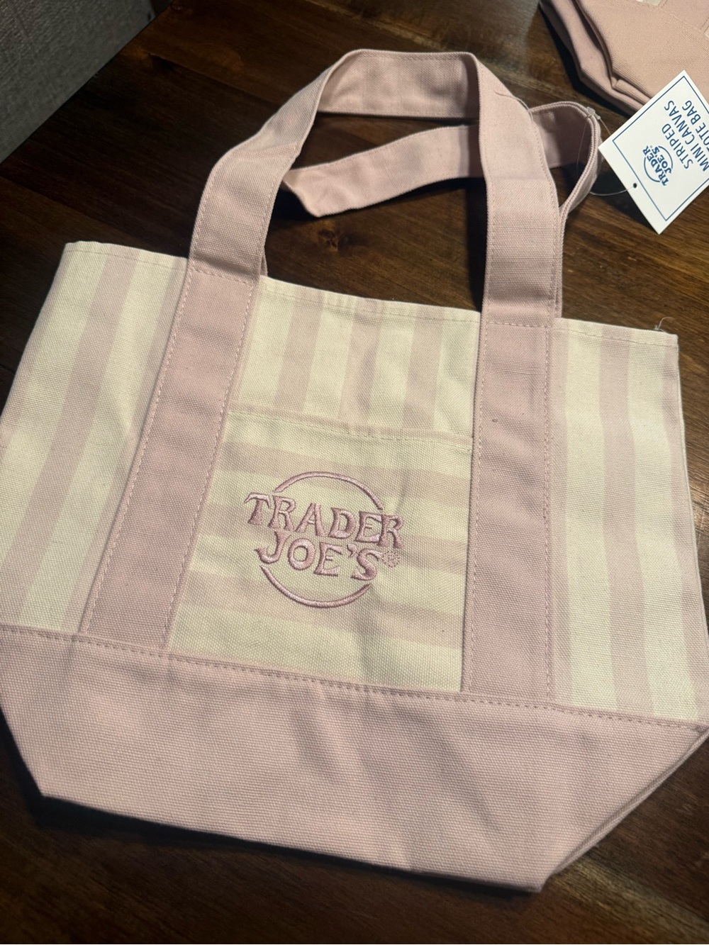 Pink Stripe Canvas Tote Bag- Trader Joe’s